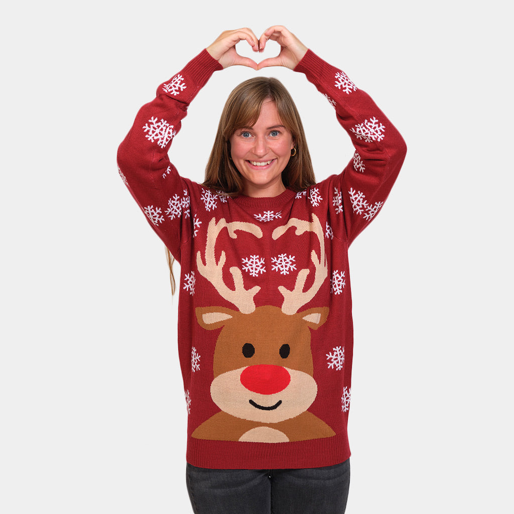 Jersey Navideño Reno Rudolph Rojo Mujer