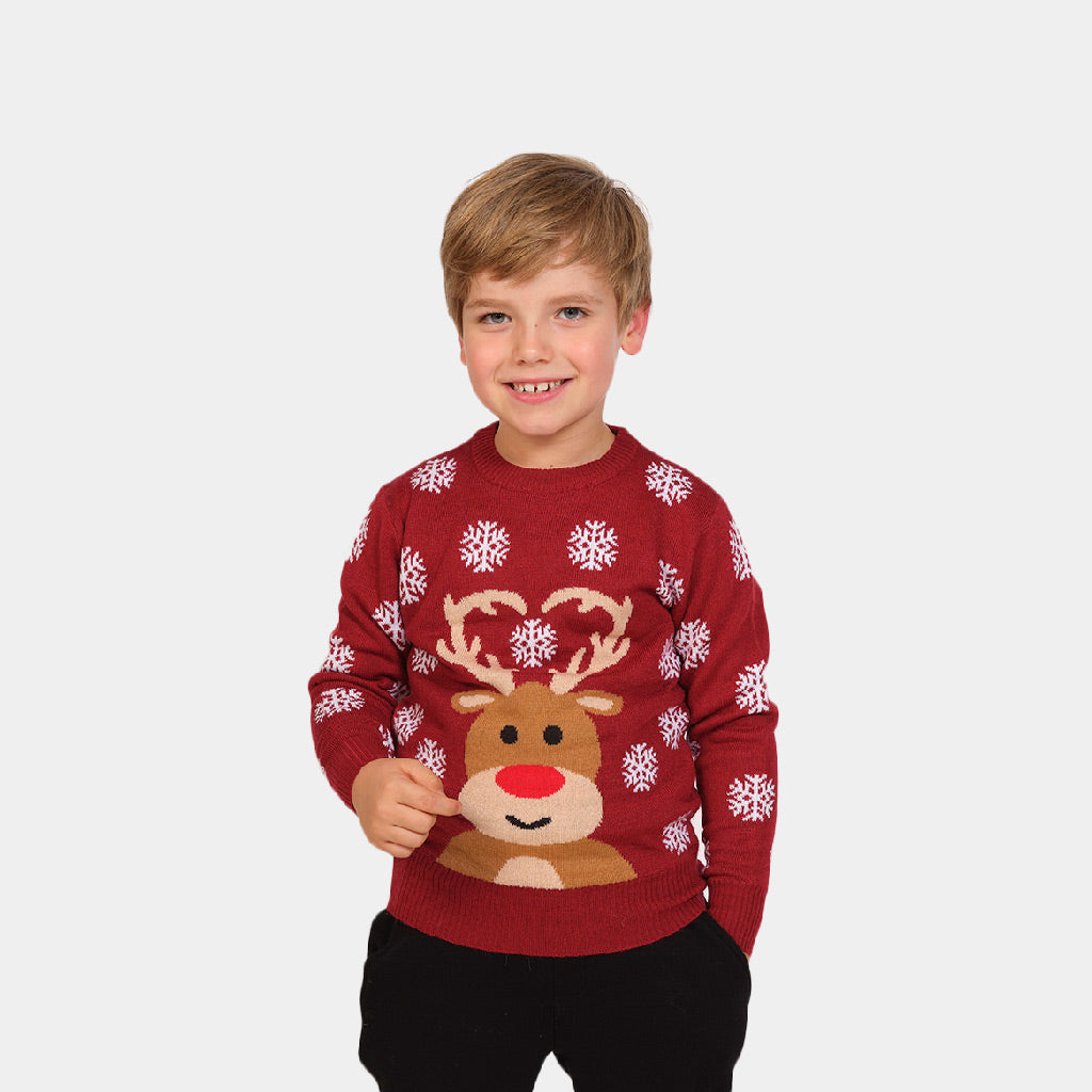 Jersey Navideño Reno Rudolph Rojo Niño