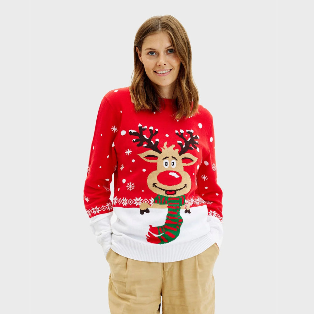 Jersey Navideño Reno con Bufanda mujer