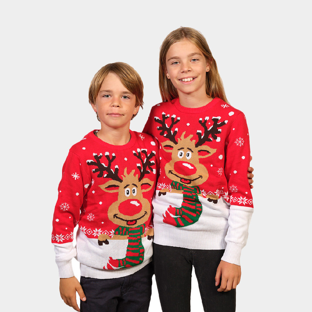 Jersey Navideño Niños Reno con Bufanda