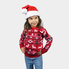 Jersey de Navidad para Familia Rojo Renos, Árboles y Estrellas Polares Niños