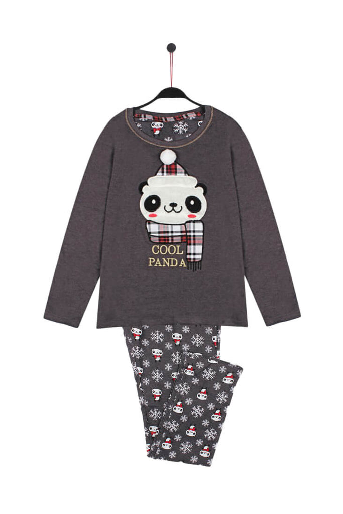 Pijama Navidad Mujer Gris Cool Panda