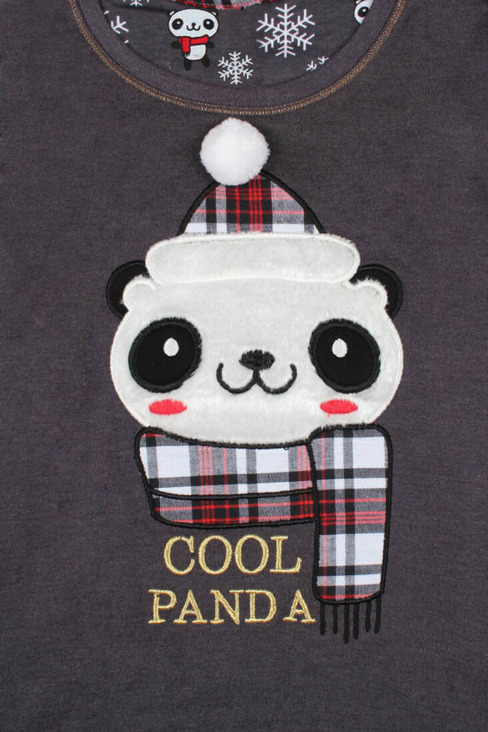 Pijama Navidad Niños Cool Panda Gris