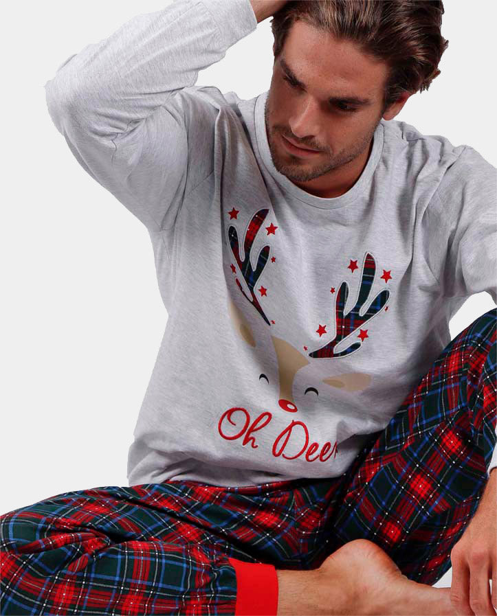 Pijama Navideño Hombre Oh Deer! Gris