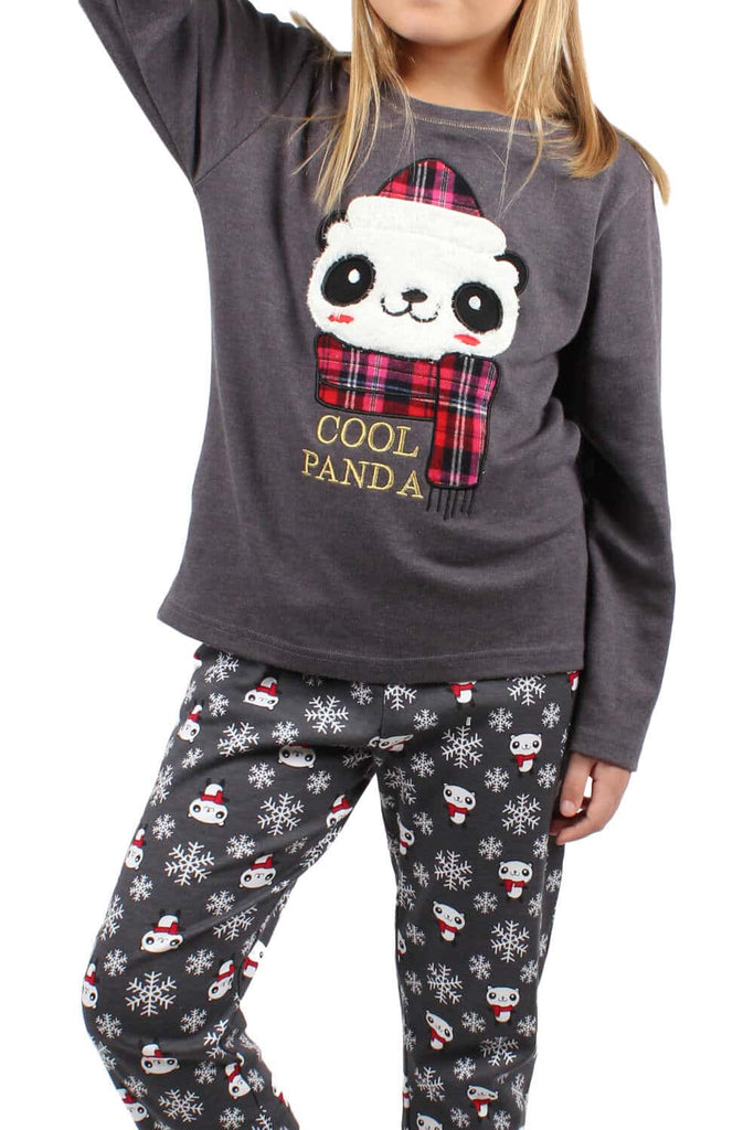 Pijama de Navidad Niña Cool Panda Gris