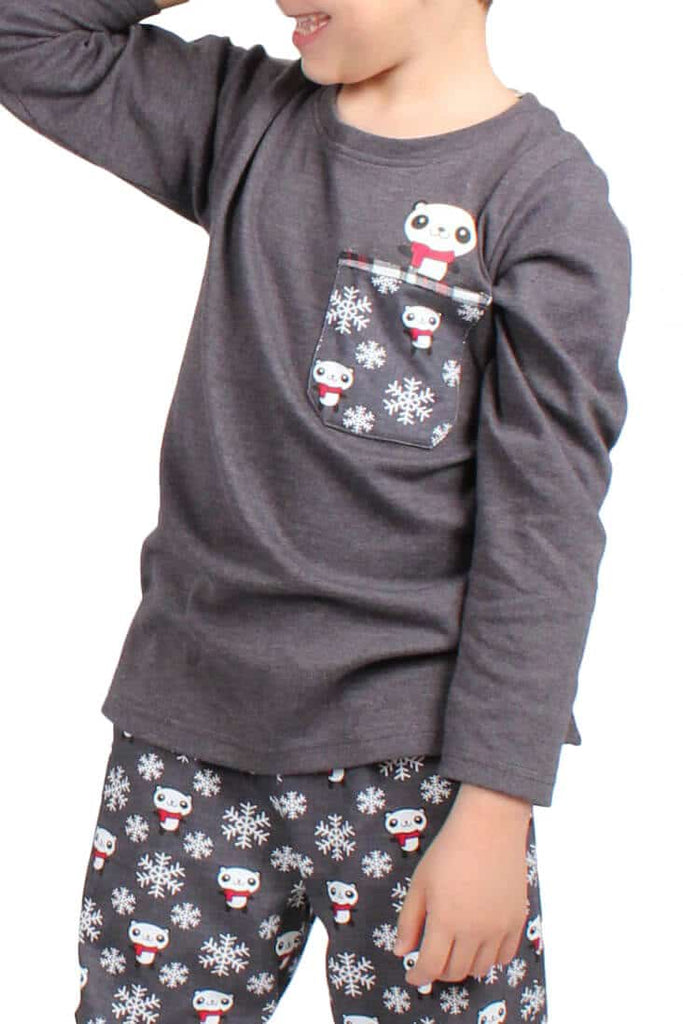 Pijama de Navidad Niño Cool Panda Gris