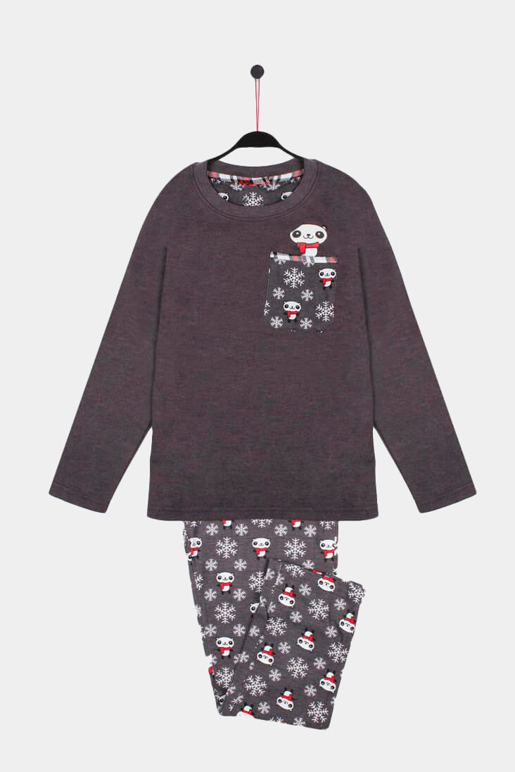 Pijama de Navidad Niños Gris Cool Panda