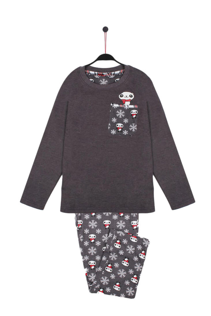 Pijama de Navidad Niños Gris Cool Panda