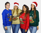 Jersey de Navidad para Parejas Reno Sonriente Azul grupo