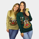 Jersey de Navidad Para Mujer Reno Sonriente Verde chicas