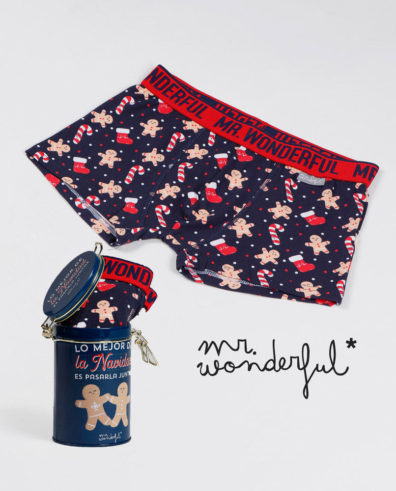 Calzoncillo Boxer Mr Wonderful para Niño con Galletitas y Bastones