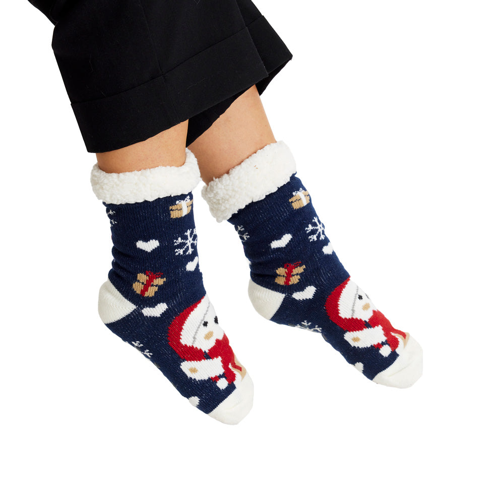 Calcetines de Navidad de Andar por Casa Azules con Oso Polar Mujer y Hombre