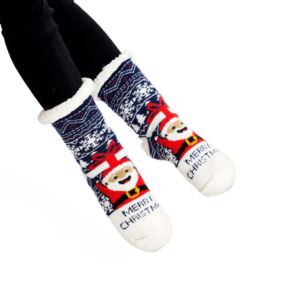 Calcetines de Navidad de Andar por Casa Papá Noel con Regalo Mujer y Hombre