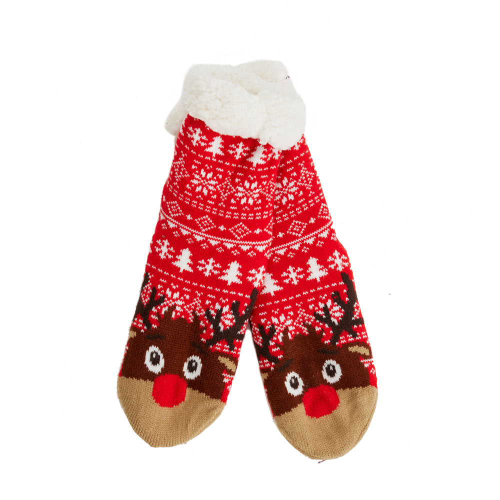 Calcetines de Navidad de Andar por Casa Rojos Cenefas y Renos