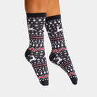 Calcetines de Navidad Unisex Grises Renos y Árboles Hombre y Mujer