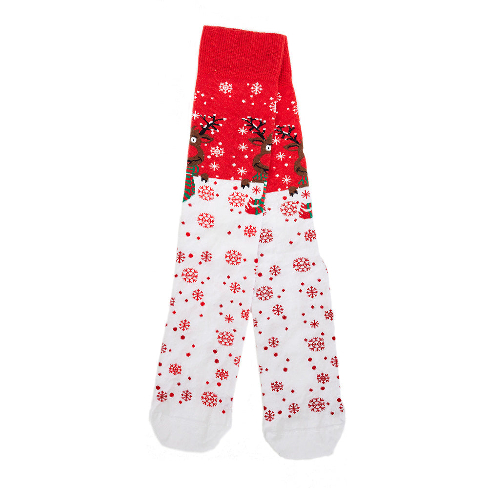 Calcetines de Navidad Unisex Rojos Reno con BufandaCalcetines de Navidad Unisex Rojos Reno con Bufanda