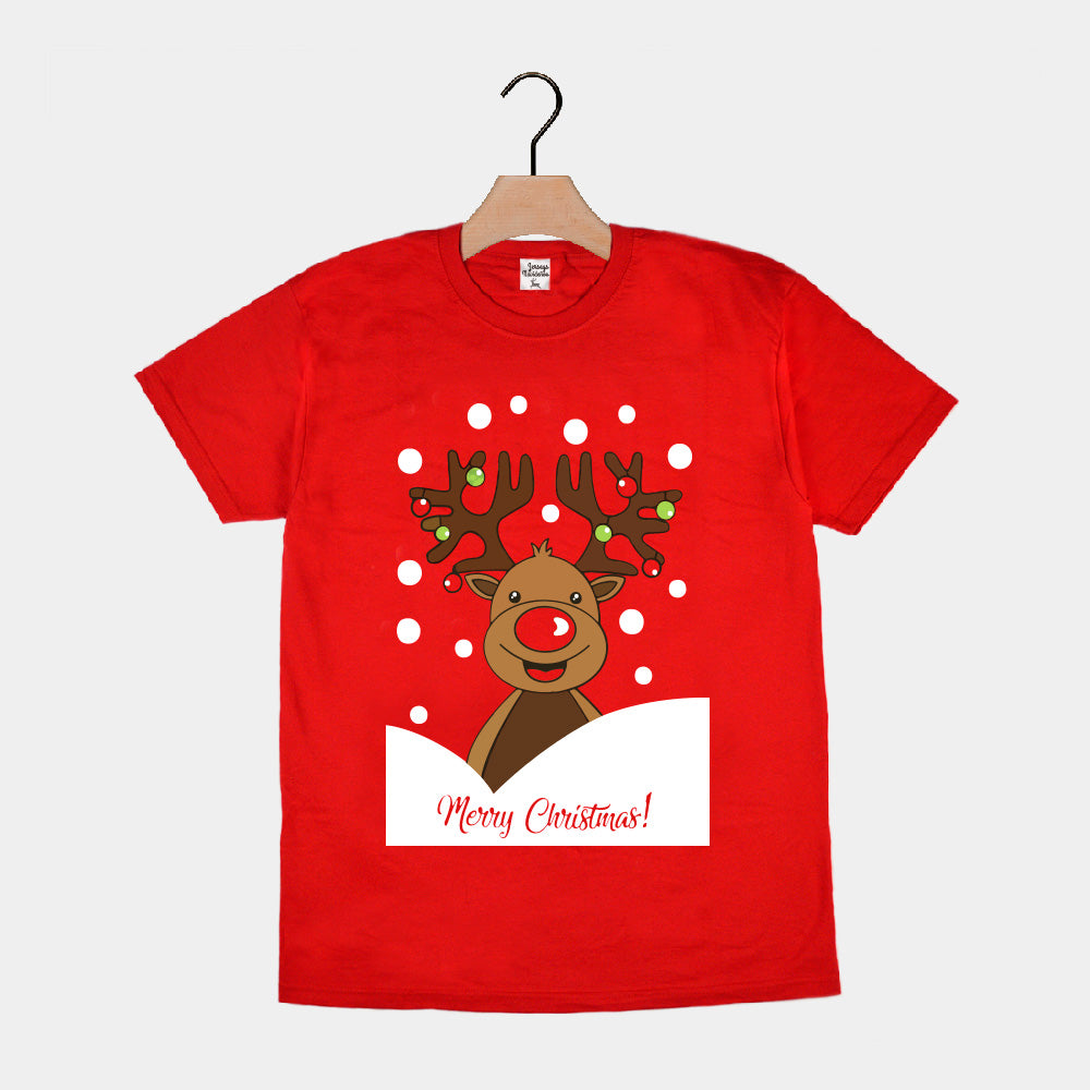 Camiseta de Navidad para Hombre y Mujer Roja Reno Rudolph