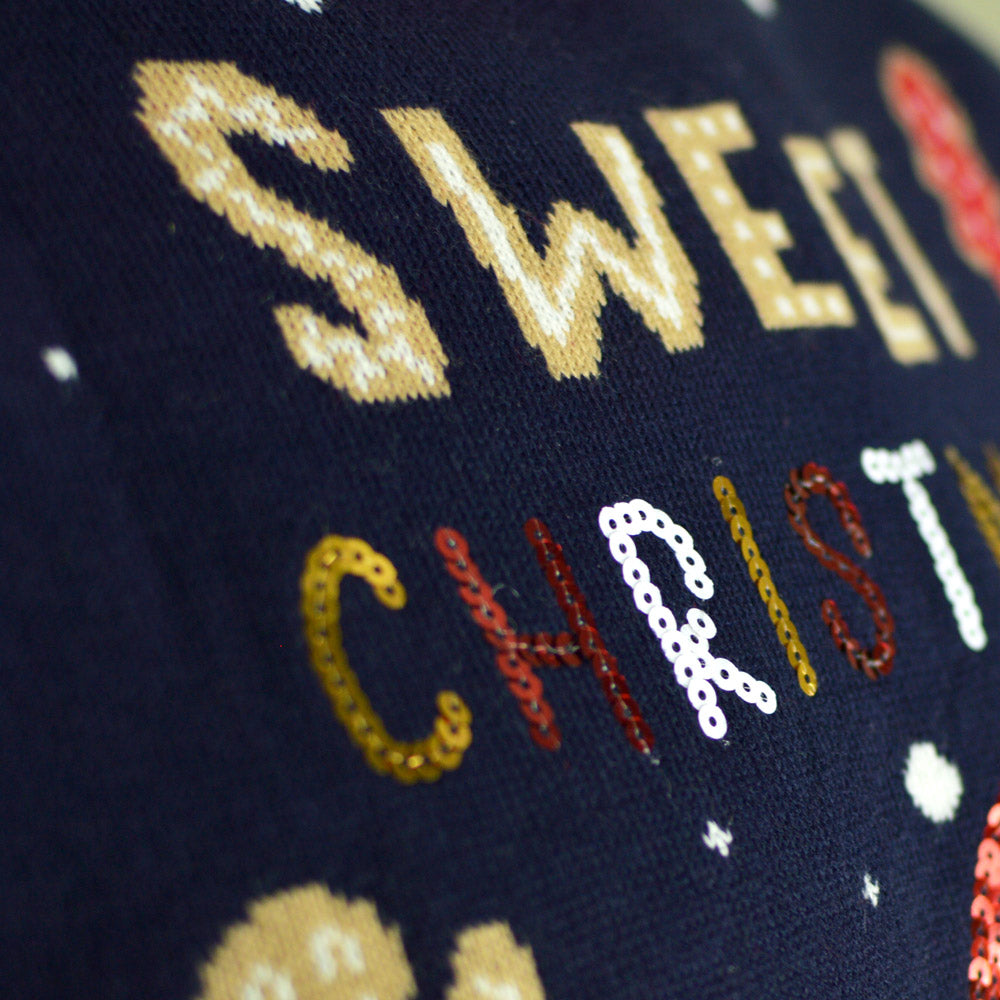 Jersey de Navidad con Luces LED para Familia Azul Ginger Cookie Detalle