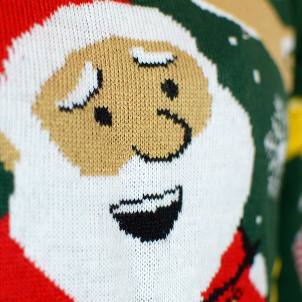 Jersey de Navidad con Luces LED Niña y Niño Papá Noel hecho un Lío Detalle