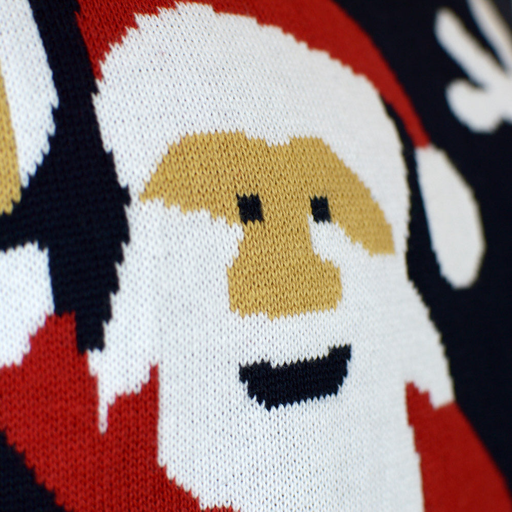 Jersey de Navidad Familia Azul Papá Noel Reno Rudolph Algodón Orgánico Detalle