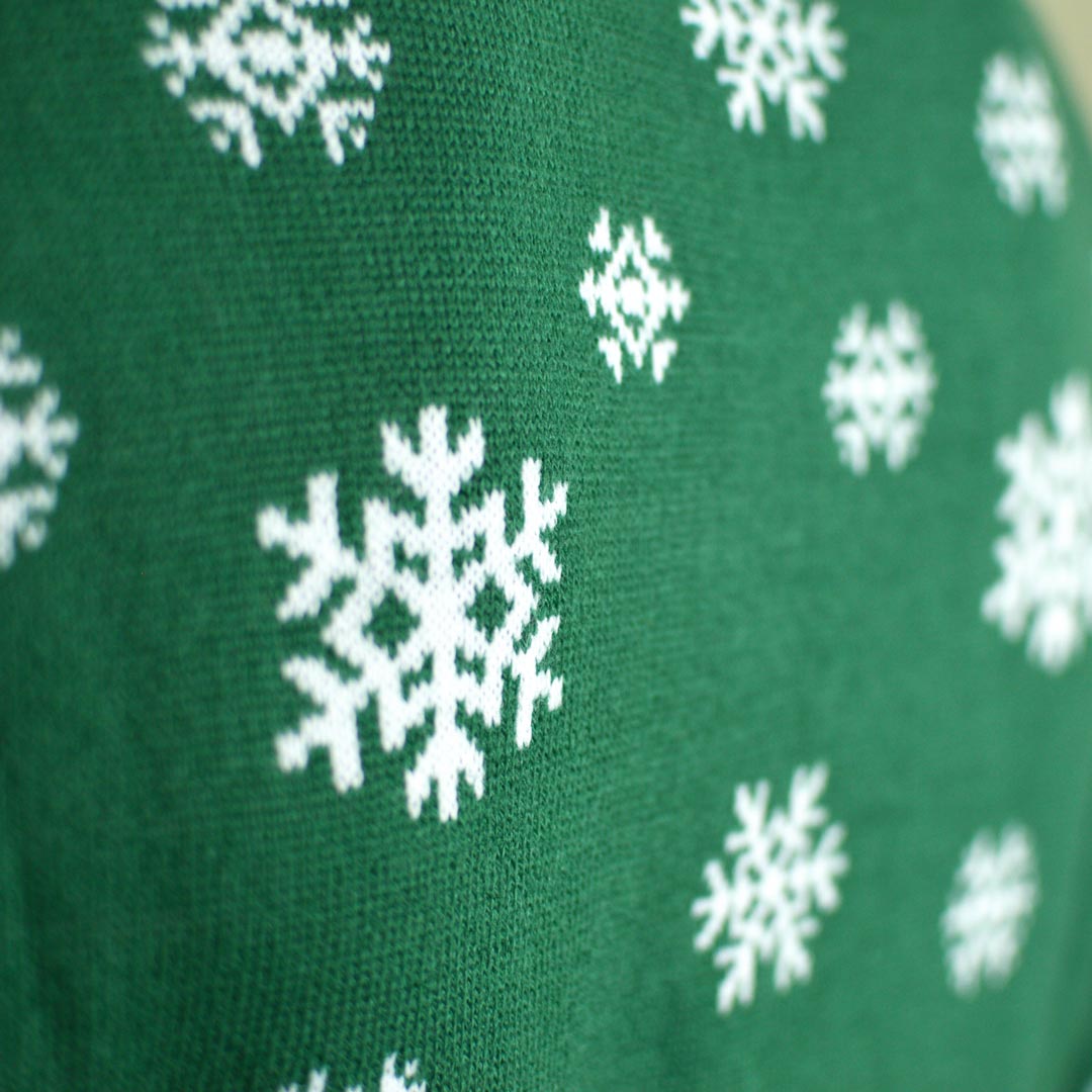 Jersey de Navidad para Familia Verde Holly Jolly Lentejuelas detalle Nieve