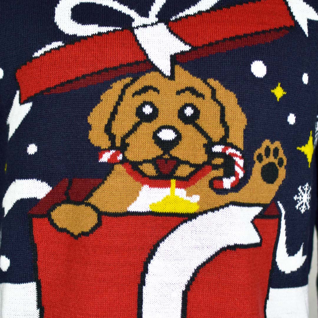 Jersey de Navidad para Familia Feliz Navidog Detalle