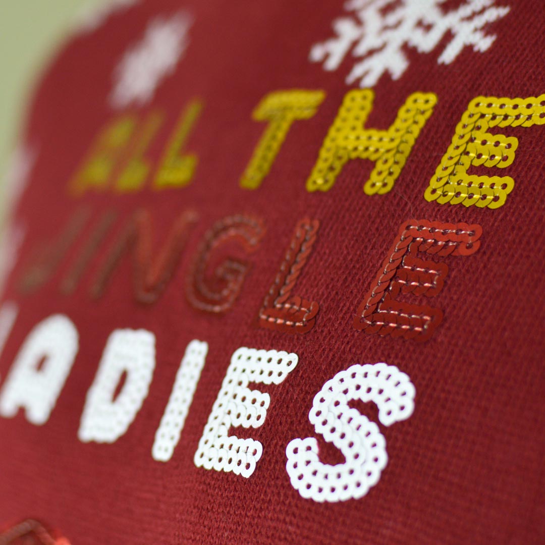 Jersey de Navidad para Hombre Jingles Ladies Lentejuelas Detalle Nieve