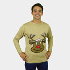 Jersey de Navidad Hombre Reno Sonriente Beige