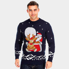 Jersey de Navidad para Hombre Santa y Rudolph en Trineo