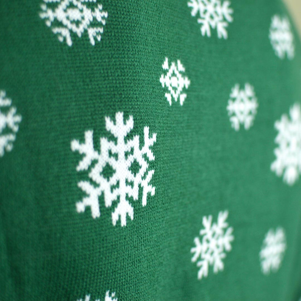 Jersey de Navidad para Hombre Verde Holly Jolly Lentejuelas detalle Nieve