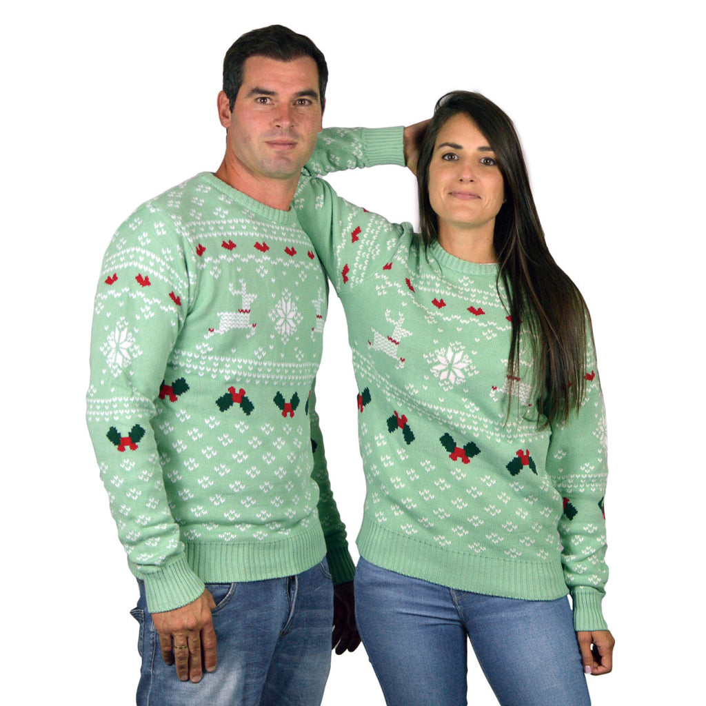 Jersey de Navidad para Hombre Verde Sweet Christmas parejas