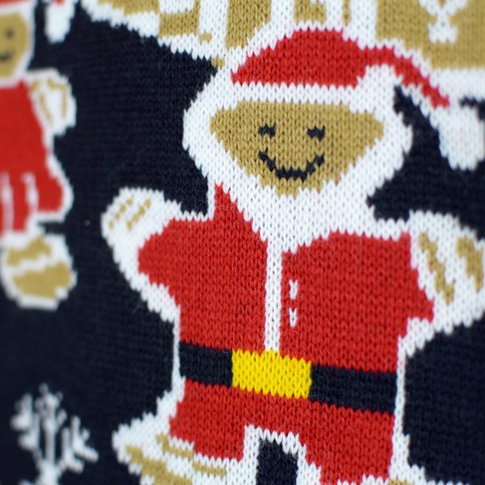 Jersey de Navidad con Luces LED para Hombre Casa Gingerbread Detalle
