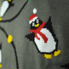 Jersey de Navidad con Luces LED para Hombre Gris con Pingüinos Detalle