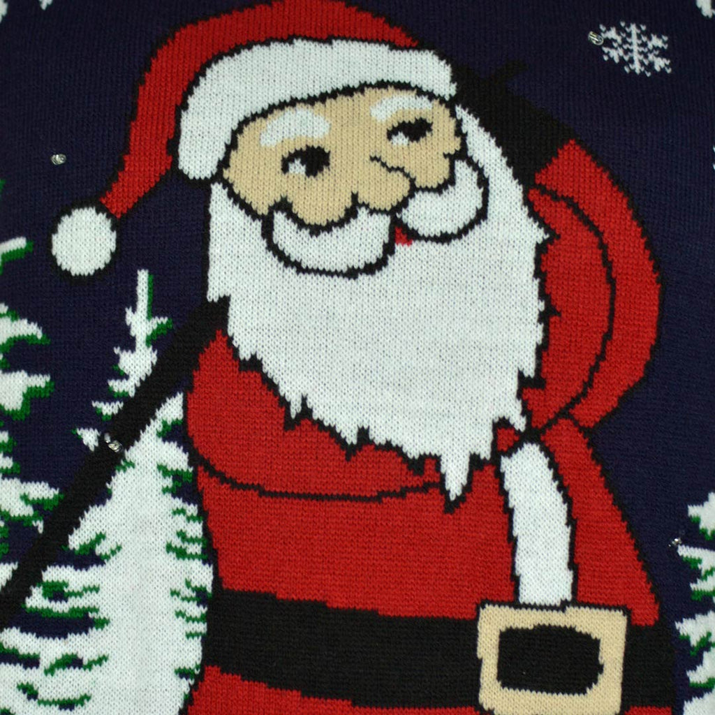 Jersey de Navidad con Luces LED para Hombre con Santa jugando al Golf Detalle