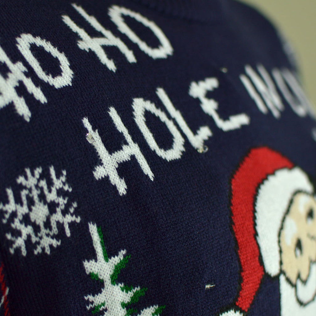 Jersey de Navidad con Luces LED Parejas con Santa jugando al Golf Detalle Nieve