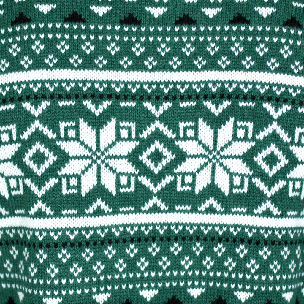 Jersey de Navidad para Mujer Clásico Verde y Blanco Elegante Detalle