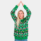 Jersey de Navidad Mujer Verde con Árboles y Muñecos de Nieve