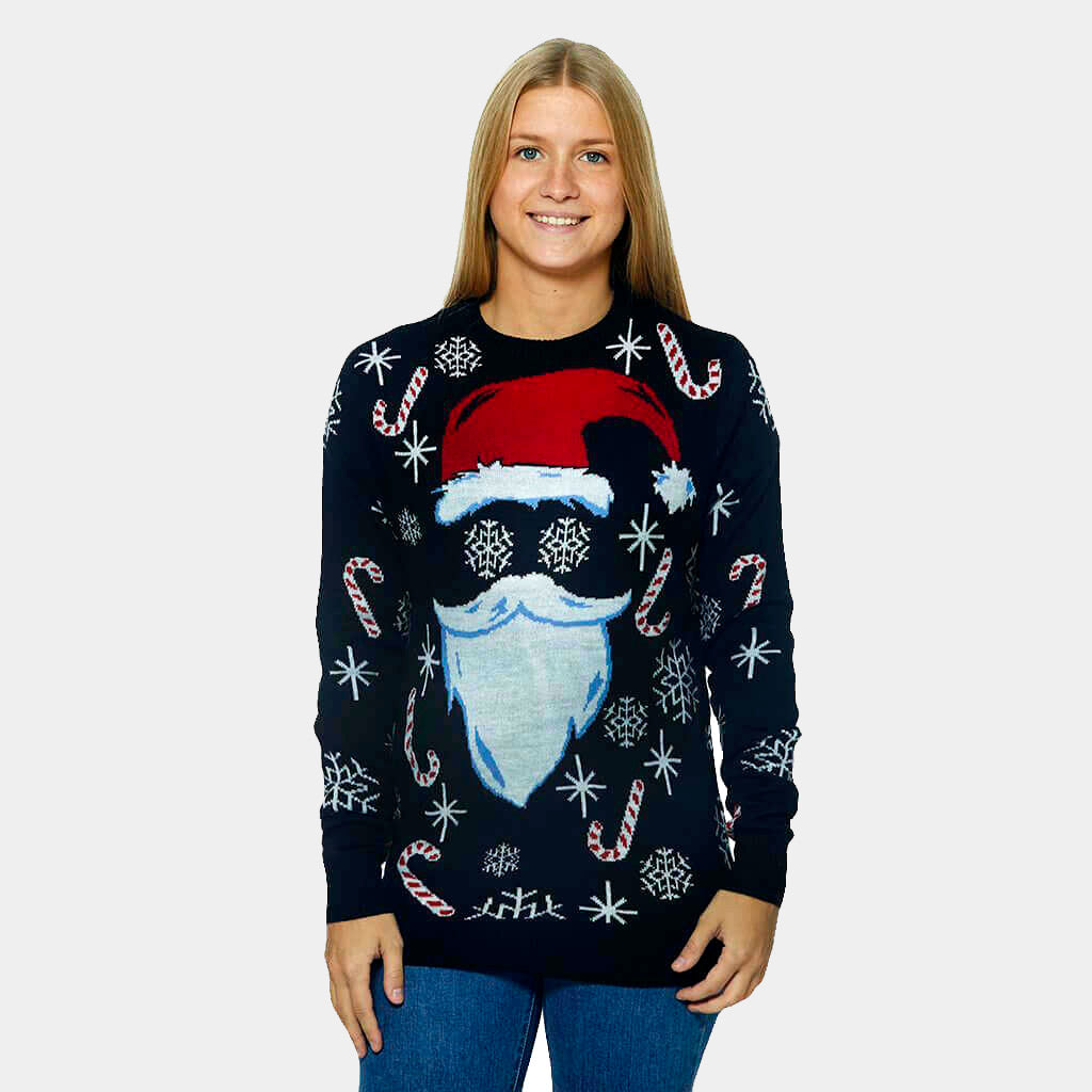 Jersey de Navidad Mujer Papá Noel Negro