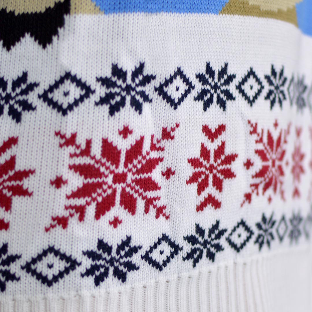 Jersey de Navidad para Familia Azul Claro con Reno y Nieve Detalle Nieve