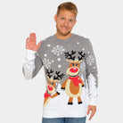 Jersey de Navidad para Familia Gris con Renas Cute Hombre