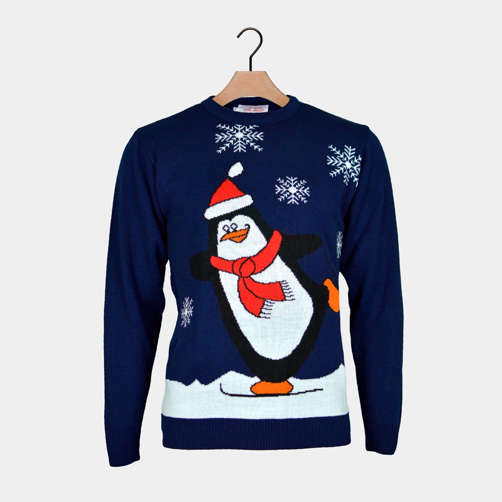 Jersey de Navidad para Familia Pingüino Azul Marino