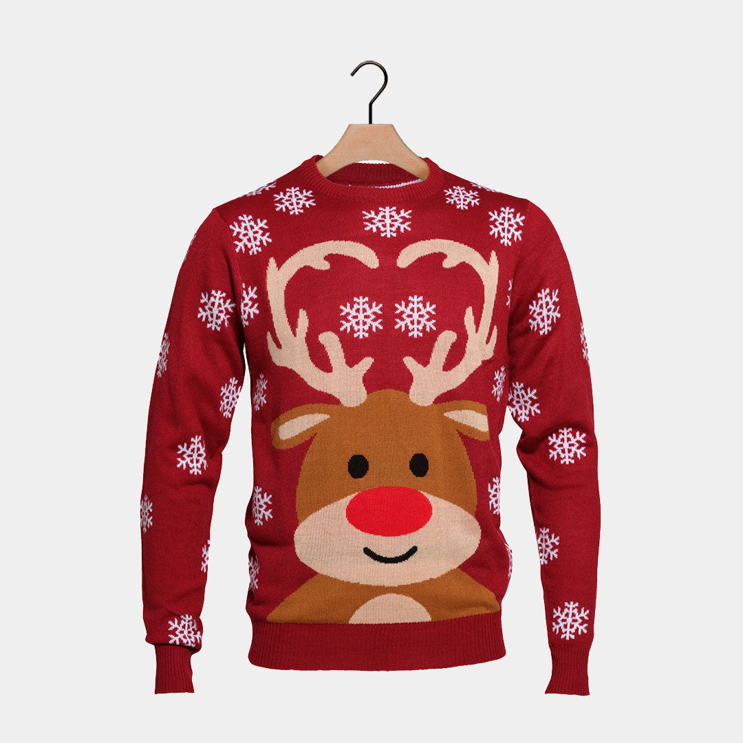 Jersey de Navidad para Familia con Reno Rudolph Rojo