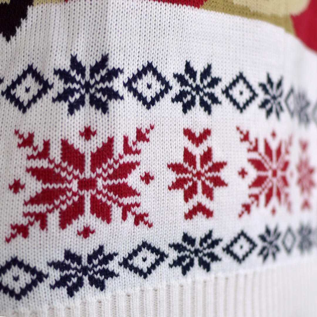 Jersey de Navidad para Familia Rojo con Reno Rudolph Detalle Nieve