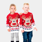 Jersey de Navidad para Familia Rojo con Reno Rudolph Niña y Niño