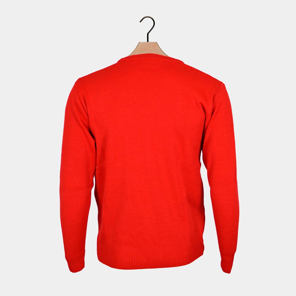 Jersey de Navidad para Hombre Árbol de Navidad Sonriente Rojo espalda