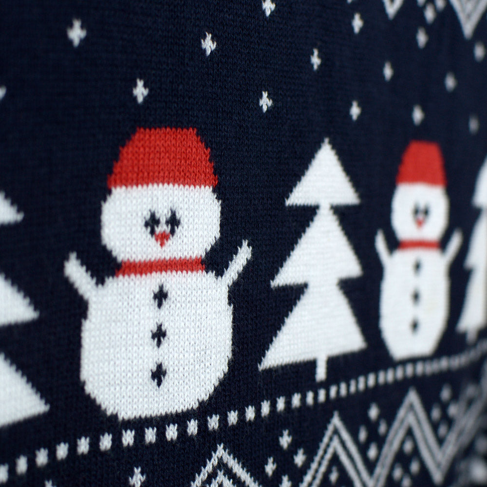 Jersey de Navidad Hombre con Árboles, Muñecos y Papá Noel Algodón Orgánico detalle