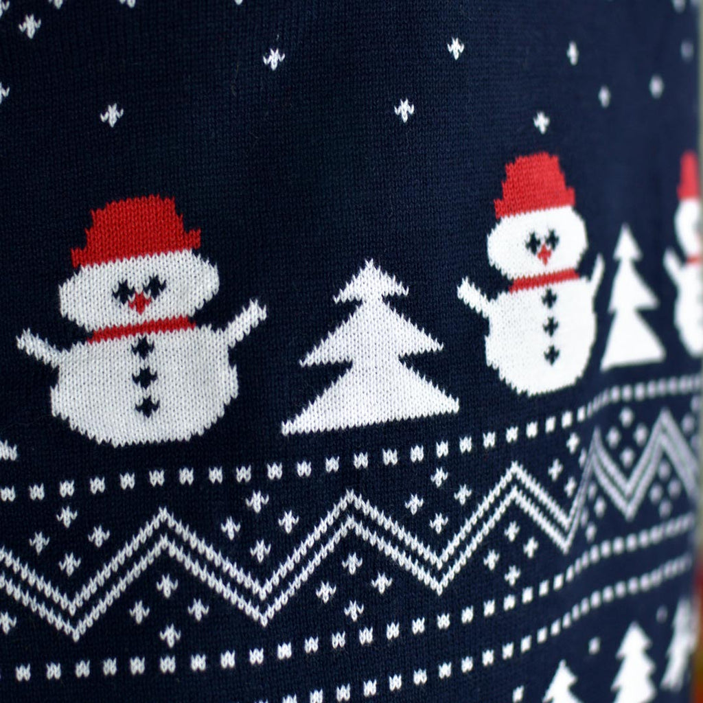 Jersey de Navidad para Hombre con Árboles, Muñecos y Papá Noel detalle