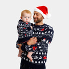 Jersey de Navidad para Hombre con Árboles, Muñecos y Papá Noel niño