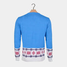 Jersey de Navidad para Hombre Azul Claro con Reno y Nieve Espalda