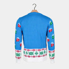 Jersey de Navidad para Hombre Azul Claro Reno y Papá Noel Espalda